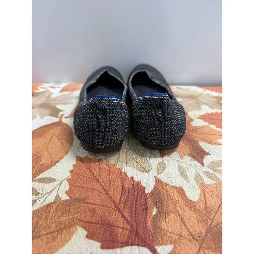 Rothy’s The Flat Grey Stripe Round Toe Slip-on Ballet Flats  Women's Size 7.5